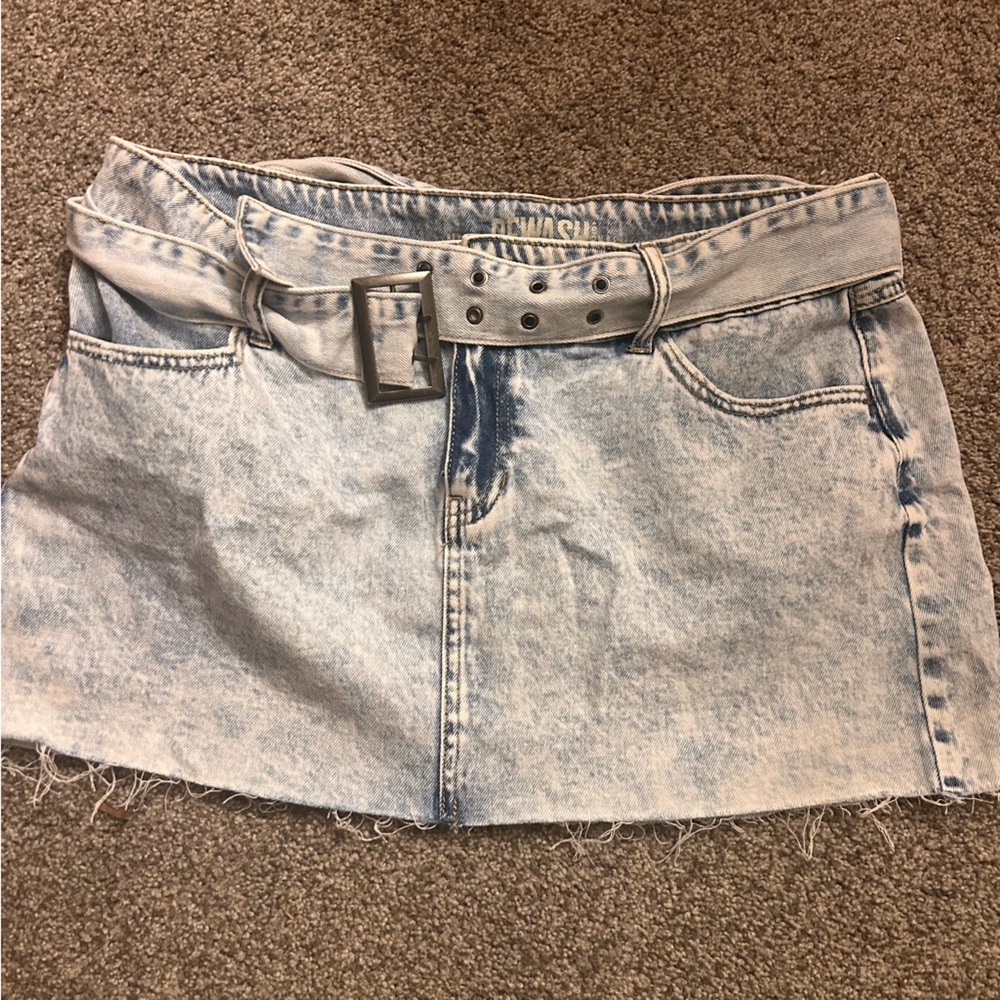 Rewash Light Wash Jean Skirt with Belt